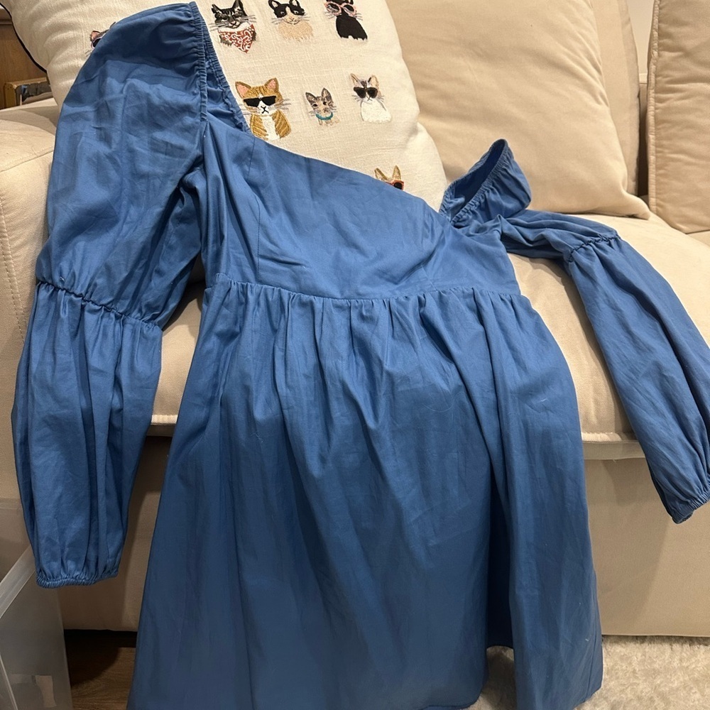 Reformation Michaela Puff-Sleeve Organic Cotton Mini Dress sz 6 - Picture 5 of 5